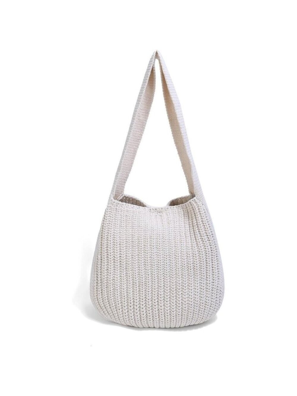 Women's Creamy White Shoulder Handbags Crocheted Bags Large Knit Bag Tote Bag